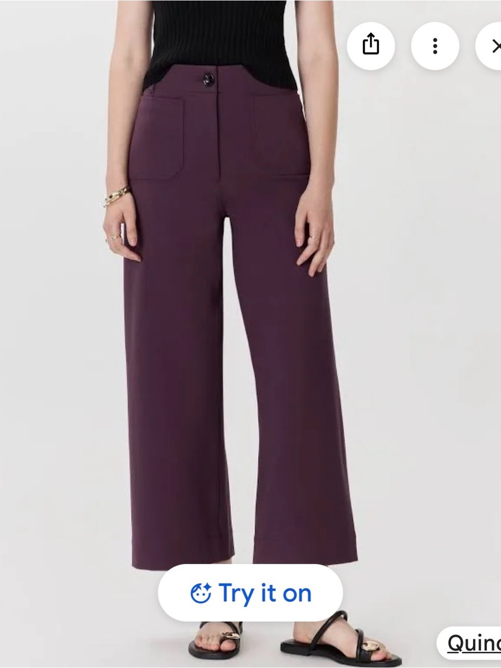 Quince Ultra-Stretch Ponte Cropped Wide Leg Pants Dark Purple 0